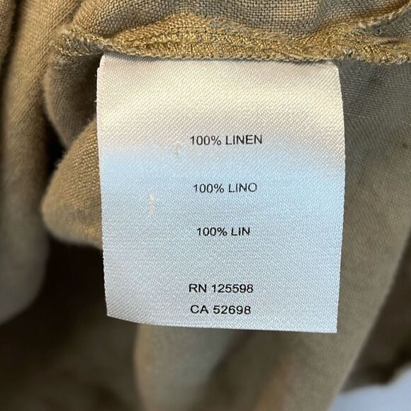 ELLEN TRACY Women’s 100% Linen Half-Zip Utility Top Olive Green Size XL Pockets - Picture 4 of 9